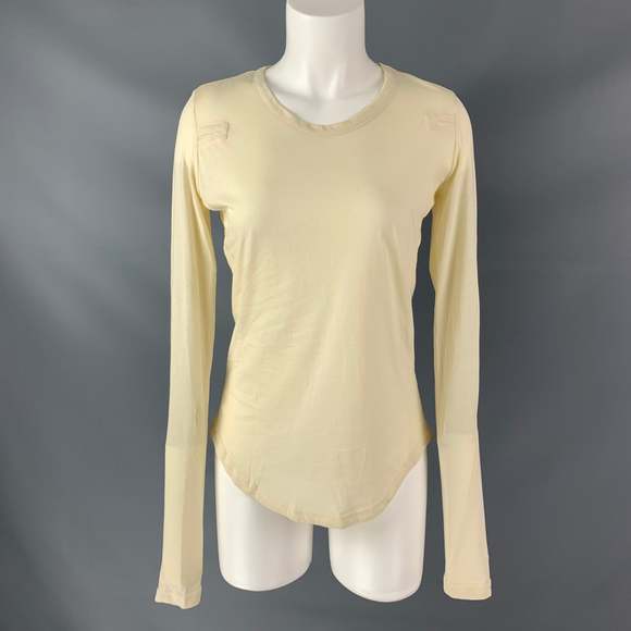 ANN DEMEULEMEESTER Dresses & Skirts - ANN DEMEULEMEESTER Size 2 Cream "Ivory Youth" Cotton Solid Long Sleeve T-Shirt